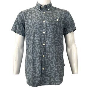 Howler Bros Shirt Men Size S Mansfield Blue Camo Short Sleeve Button Down Casual